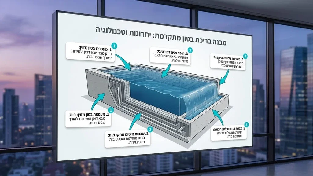 בניית בריכה בגג תל אביב