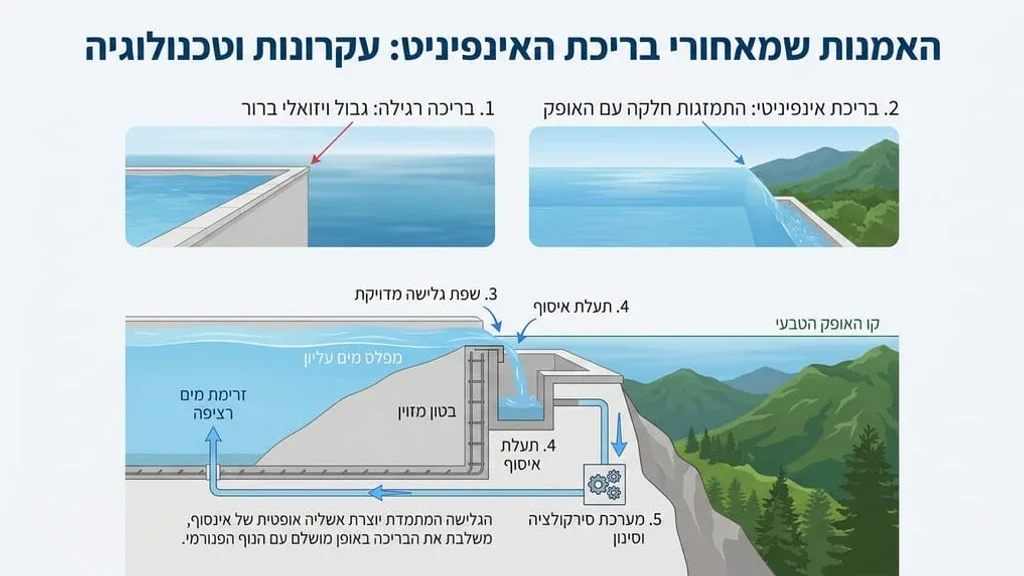 בריכת אינפיניטי יוקרתית המשקיפה לנוף הררי