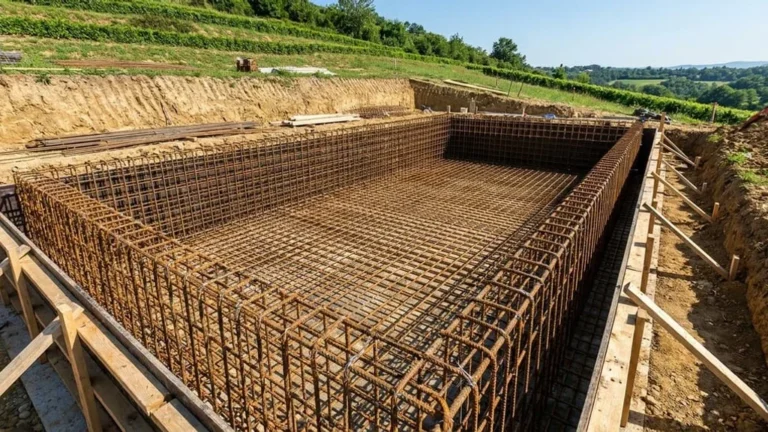 יציקת בטון לבריכת שחייה בטופוגרפיה מאתגרת