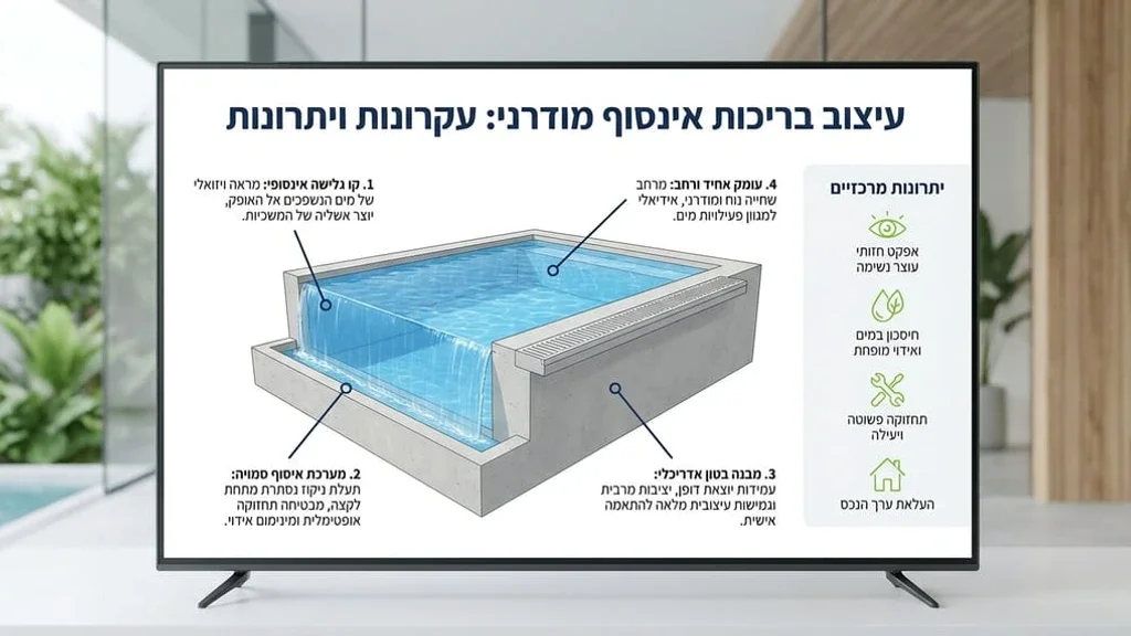 פרויקט בניית בריכת בטון עם קו גלישה אינסופי