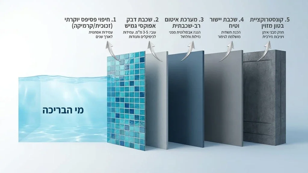 חיפוי פסיפס זכוכית יוקרתי בבריכת אינפיניטי
