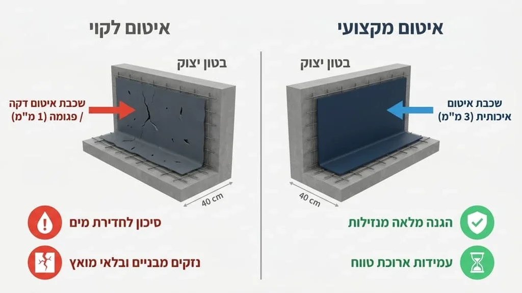 בריכת בטון יוקרתית בשלבי בנייה ואיטום מתקדמים